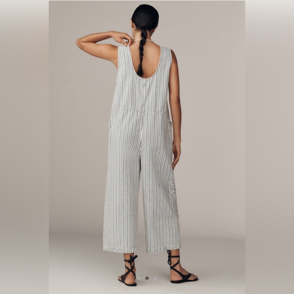 Pilcro Navy and White Zip-Up Utility Jumpsuit - Picture 7 of 10